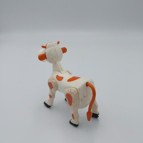 Vintage Fisher Price Little People‎ Spotted Brown White Cow Farm Barn - Picture 3 of 4